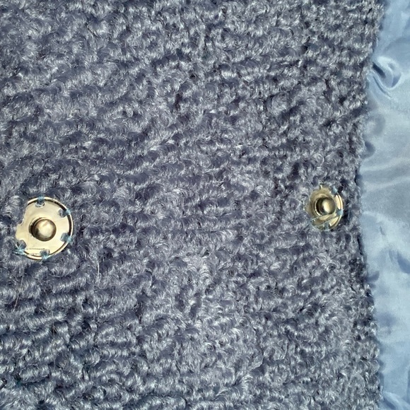 LAUREN CONRAD Women’s Dark Slate Blue Pink Long Sleeve Shaggy Moto Jacket - Picture 9 of 12